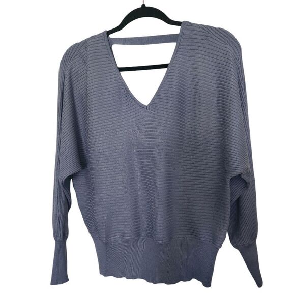 Hippie Rose Womens Long Sleeve Deep V-Neck Front Wrap Back Ribbed Sweater Medium - Picture 1 of 6